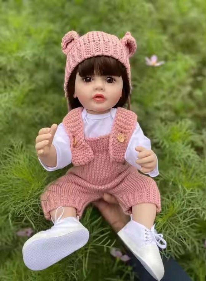 JETRA Real Baby Fashion Dolls for Girls, Full Silicone Body Reborn Baby Doll, Big Size Realistic Newborn Baby Doll Cloth, Nipple Bottle, Dipper & Magnetic Pacifier - Multicolor - Image 3